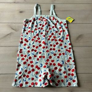 NWT Primary Girls Cherry Print One-Piece Pull On Pocket Romper